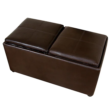 3-Piece Rectangular Storage Ottoman with 2 Serving Trays and 2 Nesting Ottomans